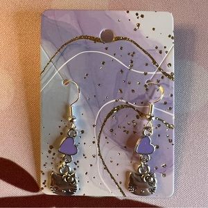 Delicate *purple heart* Hello Kitty earrings